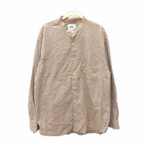 【中古】グローバルワーク GLOBAL WORK シャツ 長袖 バンドカラー L ベージュ /CT メンズ