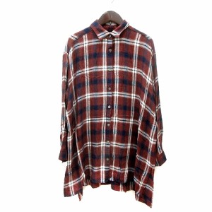 【中古】グローバルワーク GLOBAL WORK シャツ チェック 長袖 L 茶 ブラウン /MN レディース