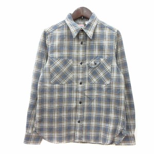 【中古】ビームスボーイ BEAMS BOY ネルシャツ チェック 長袖 F 紺 ネイビー 茶 ブラウン /MN レディース