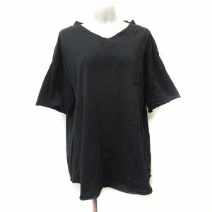 【中古】アンティカ ANTIQUA Tシャツ カットソー チュニック 半袖 黒 ブラック /YI レディース