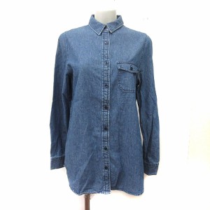 【中古】マウジー moussy シャツ ブラウス デニム 長袖 1 紺 ネイビー /YI レディース