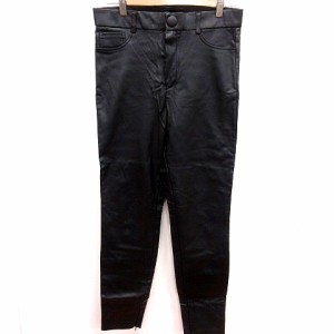 【中古】ザラ ZARA パンツ レザー風 L 黒 ブラック /RT レディース