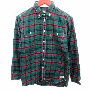 【中古】ディッキーズ Dickies シャツ ボタンダウン 長袖 チェック S 緑 グリーン /RT メンズ