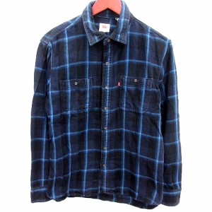 【中古】リーバイス Levi's シャツ 長袖 チェック M 青 ブルー /RT メンズ