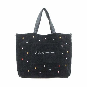 【中古】ジルバイジルスチュアート JILL by JILLSTUART トートバッグ ハンド フェイクレザー ベルベット 黒 /YK