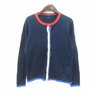 【中古】トミーヒルフィガー TOMMY HILFIGER カーディガン ニット ライン S 紺 ネイビー /MN レディース