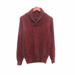 【中古】ザラマン ZARA MAN ニット セーター ショールカラー ケーブル 長袖 M 赤 レッド /YK レディース