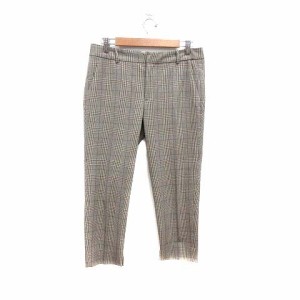 【中古】ザラウーマン ZARA WOMAN クロップドパンツ スラックス グレンチェック 36 ベージュ /YK レディース