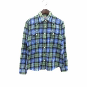 【中古】マックレガー マクレガー McGREGOR ネルシャツ チェック 長袖 M 青 ブルー 緑 グリーン /YK レディース