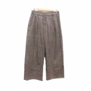 【中古】ナチュラルビューティーベーシック NATURAL BEAUTY BASIC ワイドパンツ グレンチェック 千鳥格子 M 茶 /YK