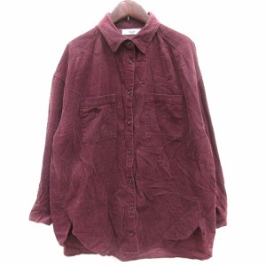【中古】ディスコート Discoat ステンカラーシャツ オーバーサイズ コーデュロイ 長袖 F 紫 パープル /AU レディース