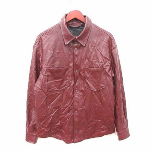 【中古】ザラ ZARA レザージャケット フェイクレザー ステンカラー 総裏地 M 赤 レッド /CT メンズ