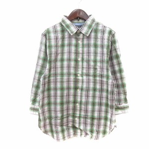 【中古】ユナイテッドアローズ UNITED ARROWS Rhythm of Life シャツ チェック 七分袖 M 緑 グリーン ■MO レディース