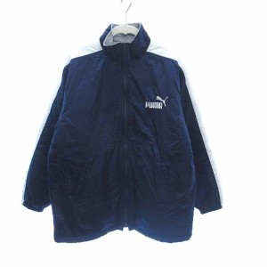 【中古】プーマ 中綿ジャケット ジップアップ スタンドカラー 裏起毛 ボア 切替 ロゴ刺繍 160 紺 ネイビー キッズ
