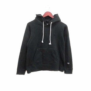 【中古】チャンピオン CHAMPION パーカー プルオーバー スウェット ワンポイント 長袖 L 黒 ブラック /YK レディース