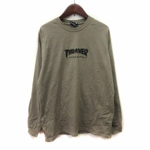 【中古】スラッシャー THRASHER Tシャツ カットソー 長袖 M 緑 カーキ /YI メンズ