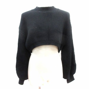 【中古】アズールバイマウジー AZUL by moussy ニットセーター ハイネック ショート丈 長袖 S 黒 ブラック /AU ■MO