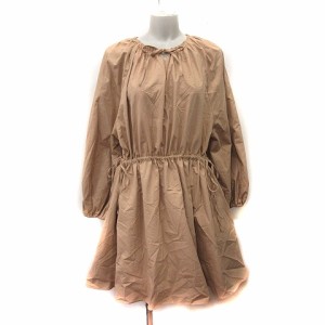 【中古】ザラ ZARA ワンピース ひざ丈 長袖 ベージュ /YI レディース