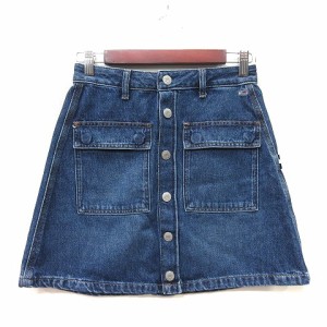 【中古】トミー TOMMY JEANS 台形スカート ミニ デニム 27 紺 ネイビー /YI レディース