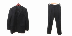 【中古】コムサイズム スーツ セットアップ テーラードジャケット ウール 総裏地 パンツ S 黒 ブラック メンズ