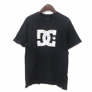 【中古】ディーシーシューズ DC SHOES Tシャツ カットソー クルーネック プリント 半袖 S 黒 ブラック 白 ホワイト /MS メンズ