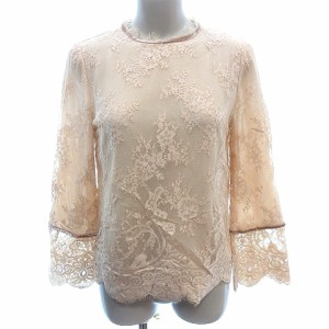 【中古】ジルスチュアート JILL STUART シャツ ブラウス メッシュ 総レース ナイロン 長袖 M ベージュ /AU レディース