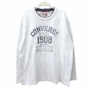 【中古】コンバース ALL STARS Tシャツ カットソー 長袖 ロゴプリント 重ね着風 クルーネック 3L ライトグレー メンズ