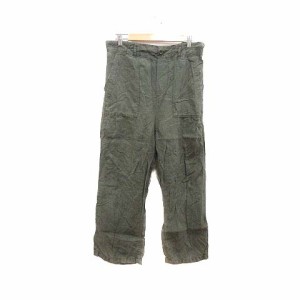 【中古】ビームスボーイ BEAMS BOY ワイドパンツ テーパード 麻 リネン 緑 グリーン /YK ■MO レディース