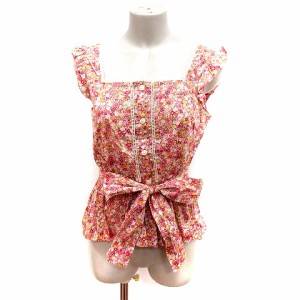 【中古】ジルスチュアート JILL STUART シャツ ブラウス ノースリーブ 花柄 ウエストマーク S ピンク /RT レディース