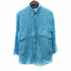 【中古】メンズメルローズ MEN'S MELROSE シャツ 長袖 麻 リネン 3 青 ブルー /YI メンズ