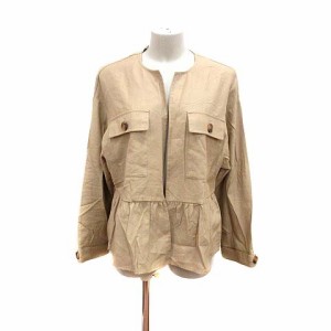 【中古】ザラ ZARA シャツジャケット 前開き ペプラム 長袖 M ベージュ /YK レディース