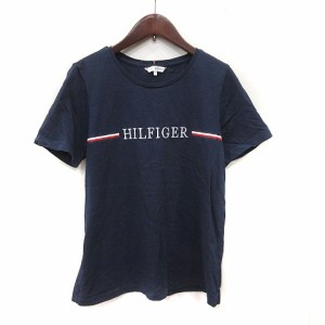 【中古】トミーヒルフィガー TOMMY HILFIGER Tシャツ カットソー 半袖 刺繍 L 紺 ネイビー /YI レディース