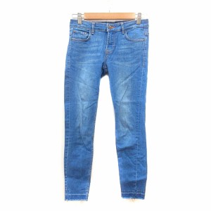 【中古】ザラ トラファルック ZARA Trafaluc デニムパンツ ジーンズ スキニー ウォッシュ加工 カットオフ 36 青