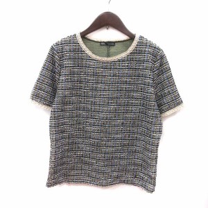 【中古】ザラ ZARA ニット カットソー ツイード 半袖 L マルチカラー /MS レディース