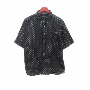 【中古】ビームスハート BEAMS HEART シャツ ボタンダウン ドット 半袖 XL 黒 ブラック /YK メンズ