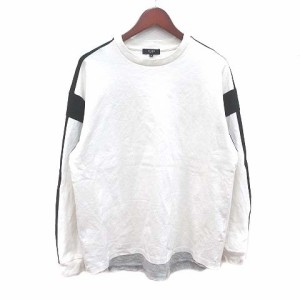 【中古】ビームスハート BEAMS HEART Tシャツ カットソー 長袖 ライン 切替 クルーネック M 白 ホワイト ■MO メンズ