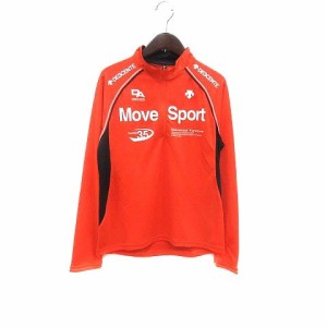 【中古】デサント DESCENTE カットソー ハーフジップ ロゴプリント 長袖 M オレンジ /YK レディース