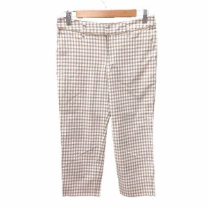 【中古】ロペピクニック ROPE Picnic クロップドパンツ ギンガムチェック パイピング 38 茶 ブラウン ■MO レディース