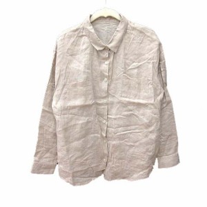 【中古】ナチュラルビューティーベーシック NATURAL BEAUTY BASIC リネンシャツ 長袖 麻 M ベージュ ■MO レディース