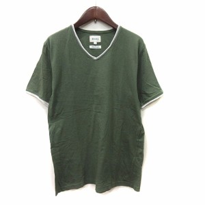 【中古】ビームス BEAMS Tシャツ カットソー Vネック 半袖 S 緑 カーキ /YI メンズ