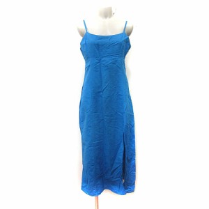 【中古】ザラ ZARA キャミワンピース ロング 麻 リネン 青 ブルー /YI レディース