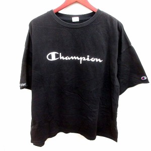 【中古】チャンピオン CHAMPION カットソー Uネック 七分袖 F 黒 ブラック /RT レディース