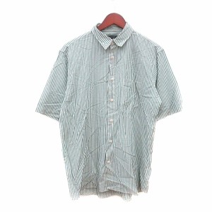 【中古】グローバルワーク GLOBAL WORK シャツ ストライプ 半袖 M 緑 グリーン /MN メンズ