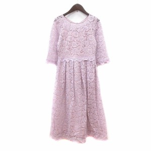 【中古】ジルバイジルスチュアート JILL by JILLSTUART ワンピース ミモレ ロング レース 七分袖 S ピンク ■MO