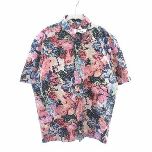 【中古】ザラ ZARA カジュアルシャツ 半袖 花柄 S ピンク /CT レディース