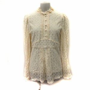 【中古】マウジー moussy シャツ ブラウス ベルスリーブ 長袖 総レース 1 黄色 イエロー /YI レディース