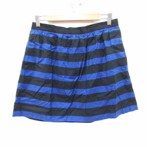 【中古】ザラウーマン ZARA WOMAN 台形スカート ミニ ボーダー M 紺 ネイビー 黒 ブラック /CT レディース