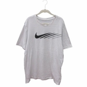 【中古】ナイキ NIKE Tシャツ カットソー クルーネック プリント 半袖 XXL 白 ホワイト 黒 ブラック /MS メンズ