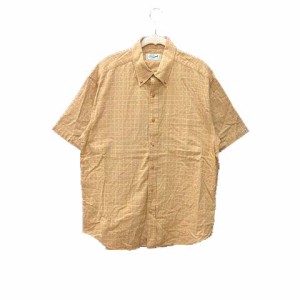 【中古】クロコダイル CROCODILE シャツ ボタンダウン チェック 半袖 L 黄色 イエロー /YK メンズ