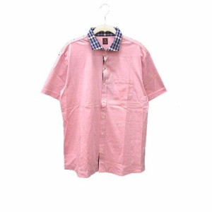【中古】タケオキクチ TAKEO KIKUCHI カジュアルシャツ チェック 半袖 LL ピンク /YK メンズ